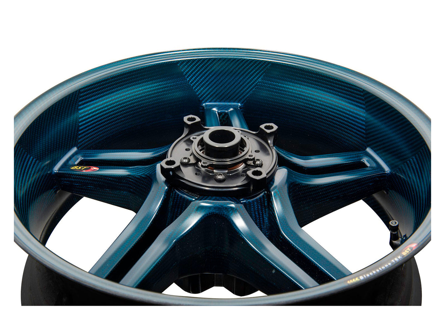 BST Ducati Superbike 848 Carbon Wheel "Rapid TEK" (offset rear, 5 slanted spokes, black hubs)