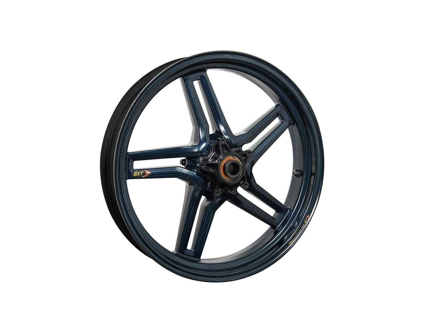 BST MV Agusta Dragster 800 Carbon Wheel "Rapid TEK" (front, 5 slanted spokes, black hubs)