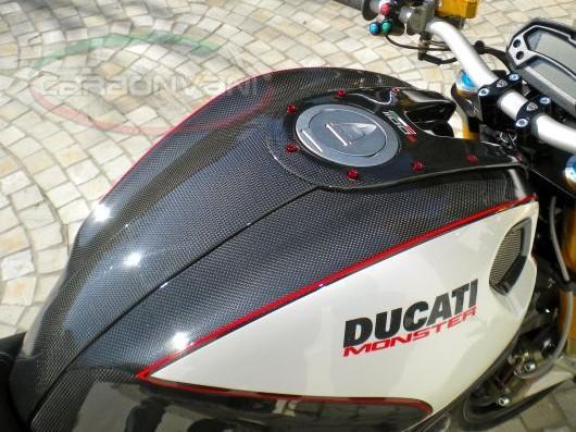 CARBONVANI Ducati Monster 696/796/1100 Carbon Side Tank Panels Kit "White"