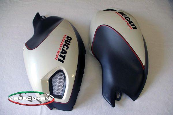 CARBONVANI Ducati Monster 696/796/1100 Carbon Side Tank Panels Kit "White"