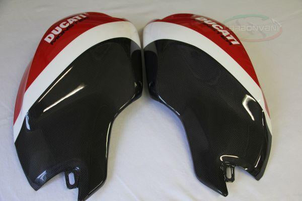 CARBONVANI Ducati Monster 696/796/1100 Carbon Side Tank Panels Kit "Ducati Corse"