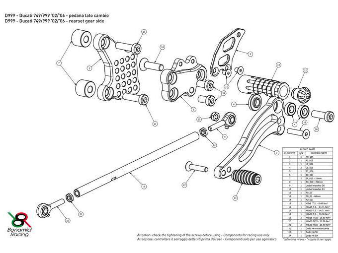 D999 - BONAMICI RACING Ducati Superbike 749 / 999 (03/07) Adjustable Rearset – Accessories in the 2WheelsHero Motorcycle Aftermarket Accessories and Parts Online Shop