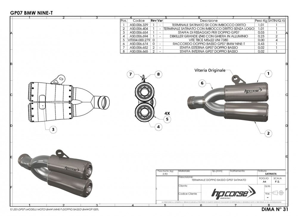 HP CORSE BMW R nineT Dual Slip-on Exhaust "GP-07 Satin" (EU homologated) – Accessories in MotoDeal – Motorcycle Accessories and Parts Online Shop