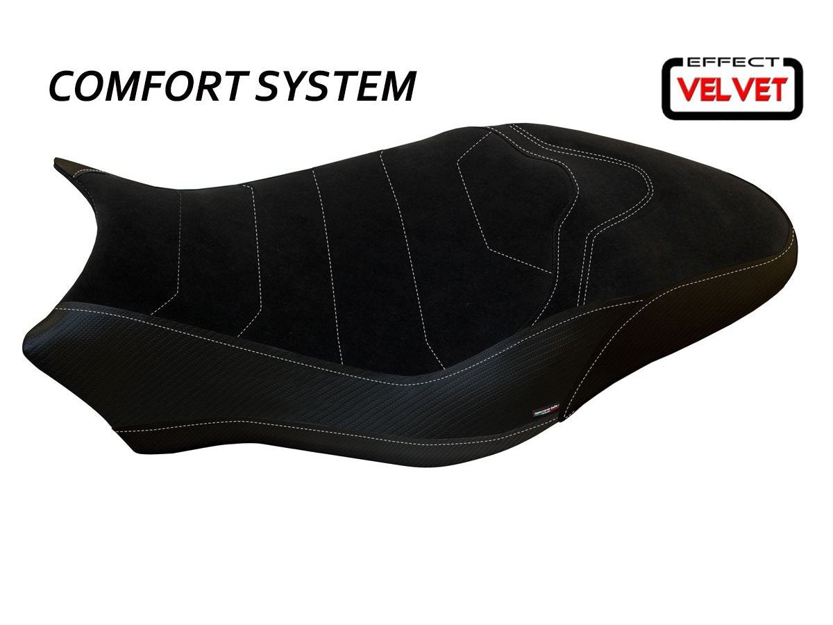 TAPPEZZERIA ITALIA Ducati Monster 1200 (17/21) Comfort Seat Cover "Ovada Total Black Velvet"