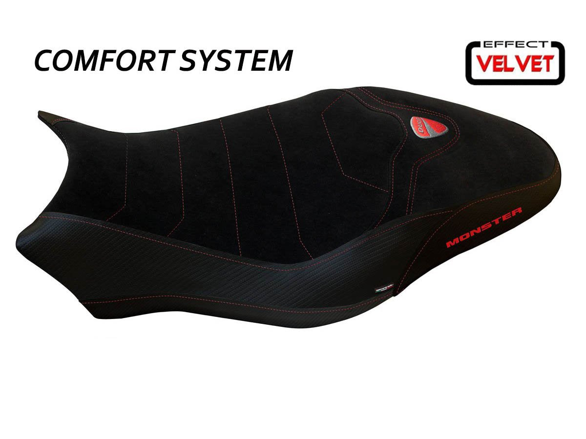 TAPPEZZERIA ITALIA Ducati Monster 821 (18/20) Comfort Seat Cover "Ovada Total Black Velvet"