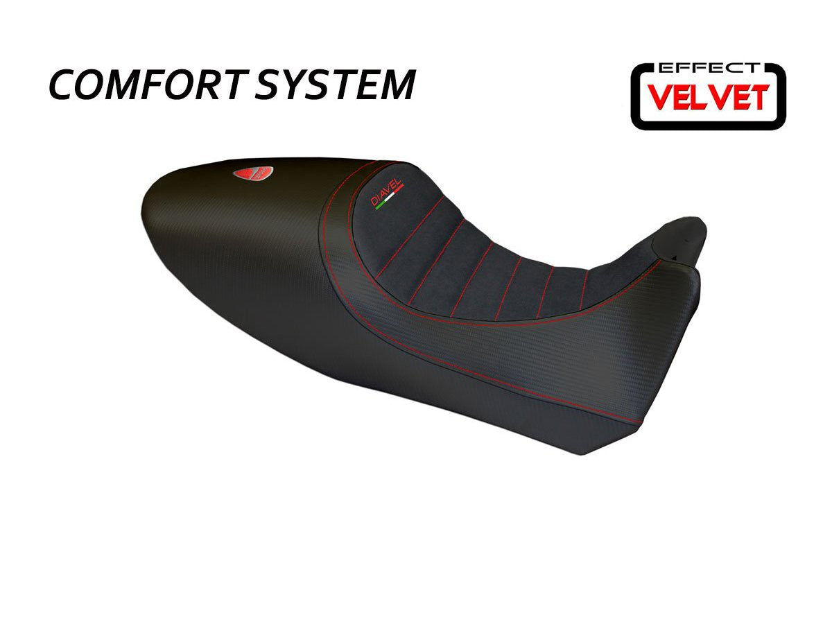 TAPPEZZERIA ITALIA Ducati Diavel (10/13) Comfort Seat Cover "Arezzo Velvet Total Black"