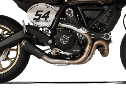 HP CORSE Ducati Scrambler 800 Slip-on Exhaust "GP-07 Black" (EU homologated; with aluminum end-cap)