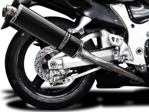 DELKEVIC Suzuki GSXR1300 Hayabusa (99/07) Full 4-2 Exhaust System with Stubby 18" Carbon Silencers