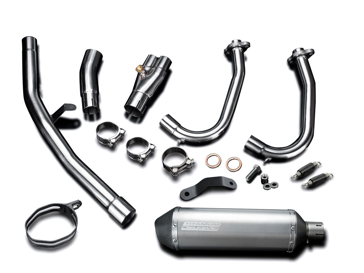 DELKEVIC Kawasaki Ninja 400 / Z400 Full Exhaust System with 13.5" Titanium X-Oval Silencer