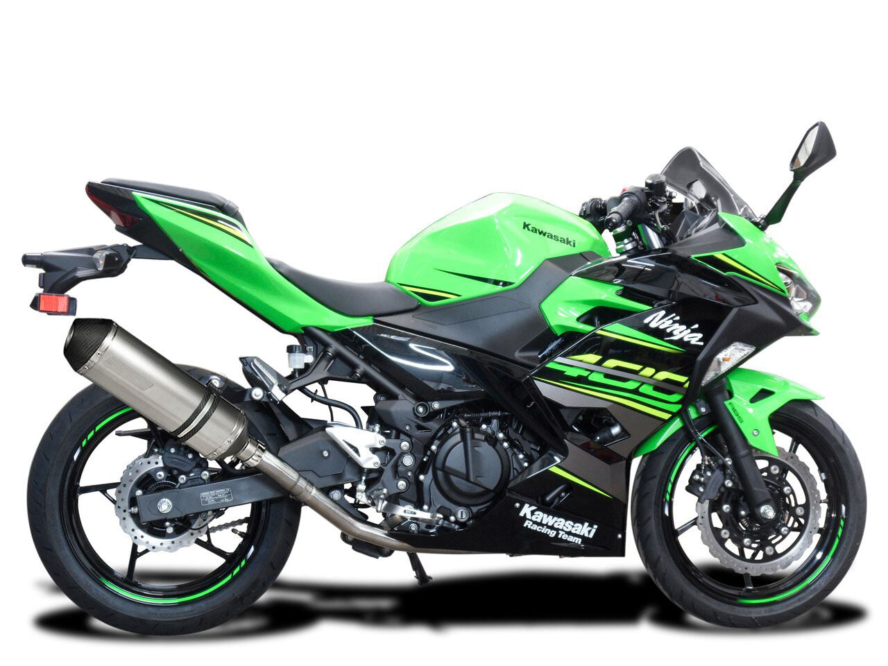 DELKEVIC Kawasaki Ninja 400 / Z400 Full Exhaust System with 13.5" Titanium X-Oval Silencer