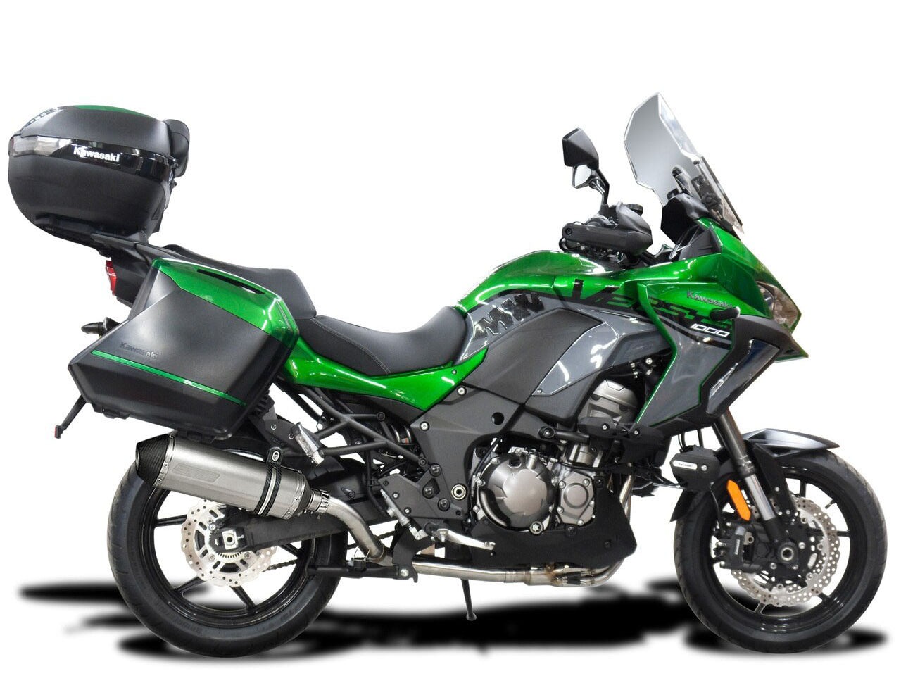 DELKEVIC Kawasaki Versys 1000 Full Exhaust System with 13.5" Titanium X-Oval Silencer