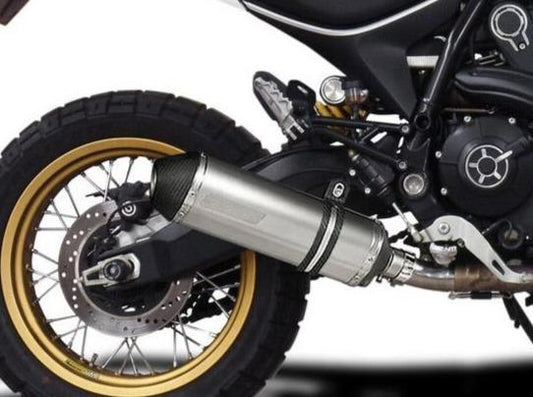 DELKEVIC Ducati Scrambler Desert Sled Slip-on Exhaust 13.5" X-Oval Titanium