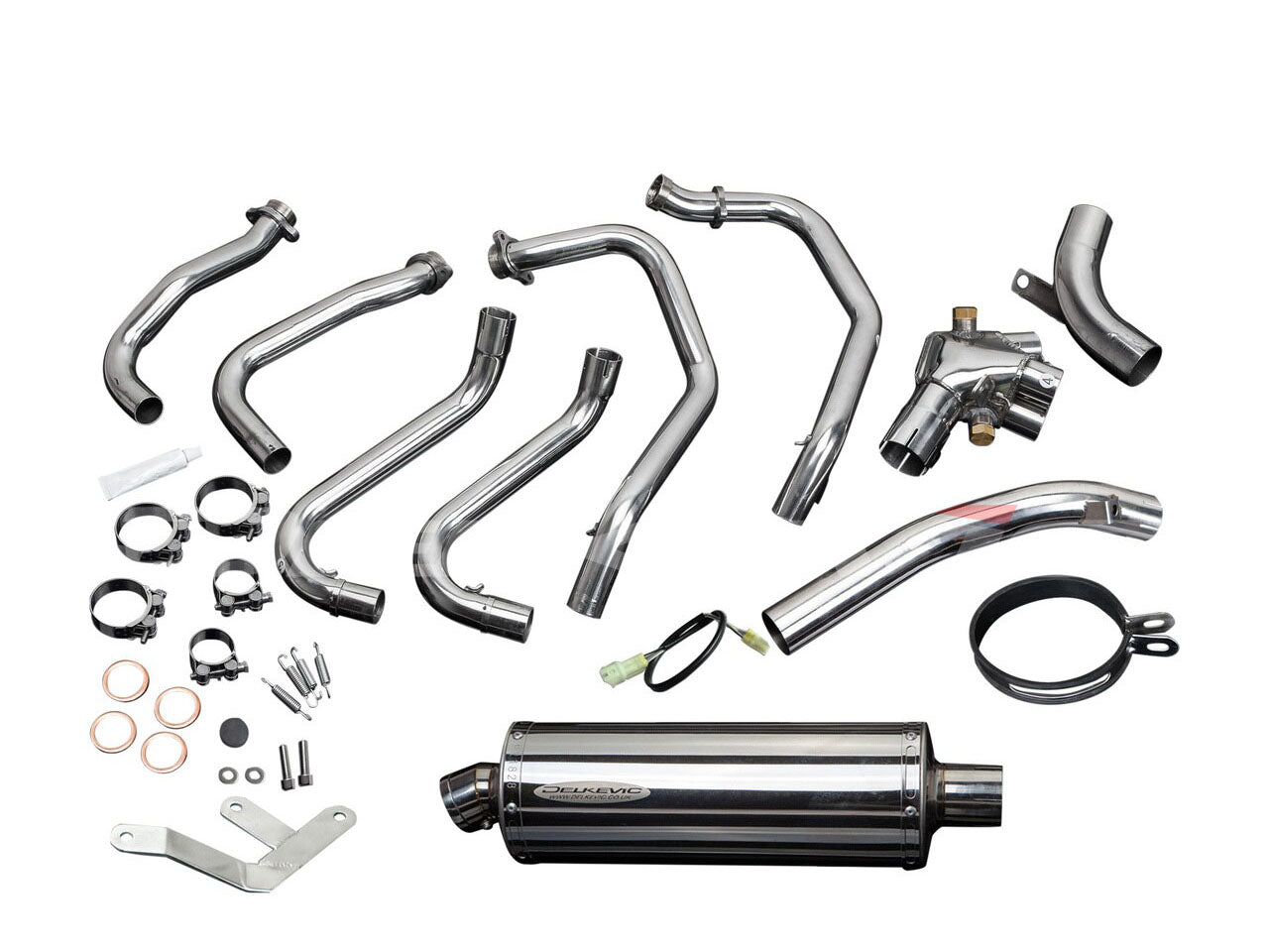 DELKEVIC Honda VFR800 Interceptor (98/01) Full Exhaust System with Stubby 14" Silencer (high level)