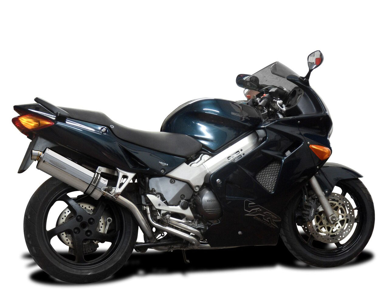 DELKEVIC Honda VFR800 Interceptor (98/01) Full Exhaust System with Stubby 14" Silencer (high level)