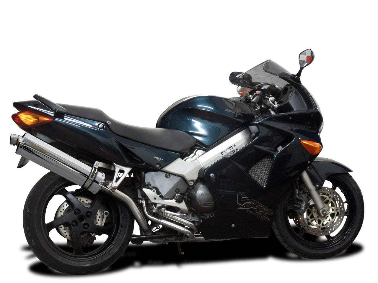 DELKEVIC Honda VFR800 Interceptor (98/01) Full Exhaust System with Stubby 18" Silencer (high level)