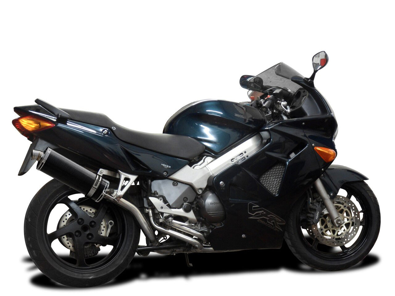 DELKEVIC Honda VFR800 Interceptor (98/01) Full Exhaust System with Stubby 14" Carbon Silencer (high level)