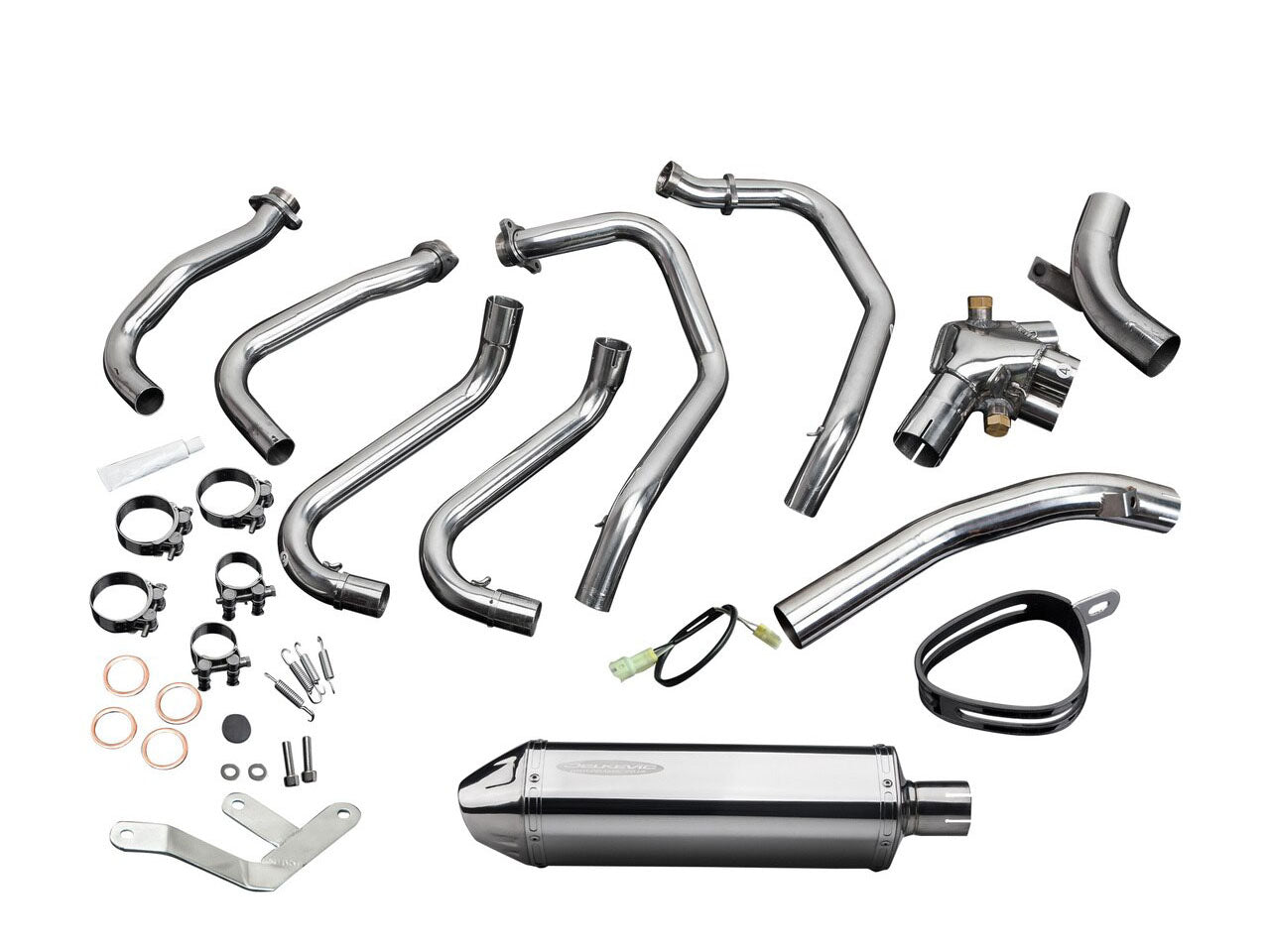 DELKEVIC Honda VFR800 Interceptor (98/01) Full Exhaust System with 13" Tri-Oval Silencer (high level)