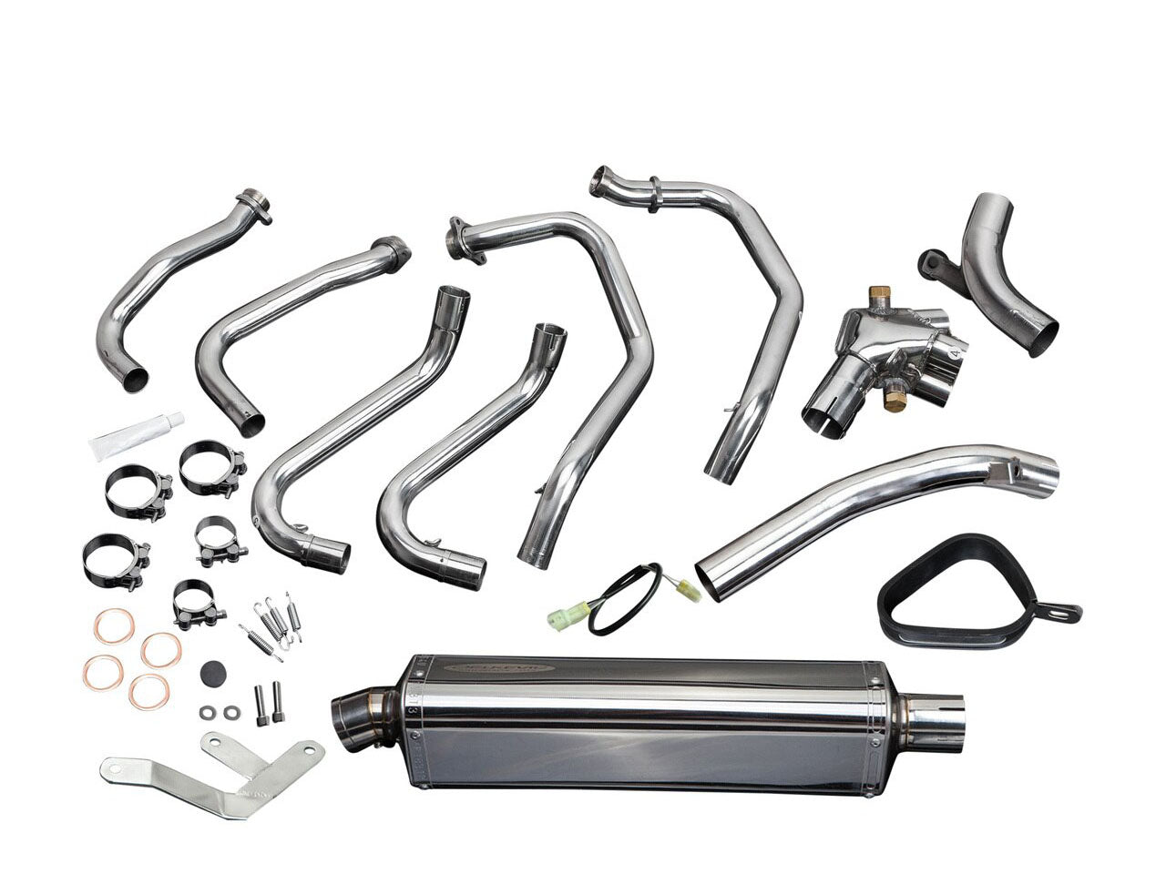 DELKEVIC Honda VFR800 Interceptor (98/01) Full Exhaust System with Stubby 17" Tri-Oval Silencer (high level)