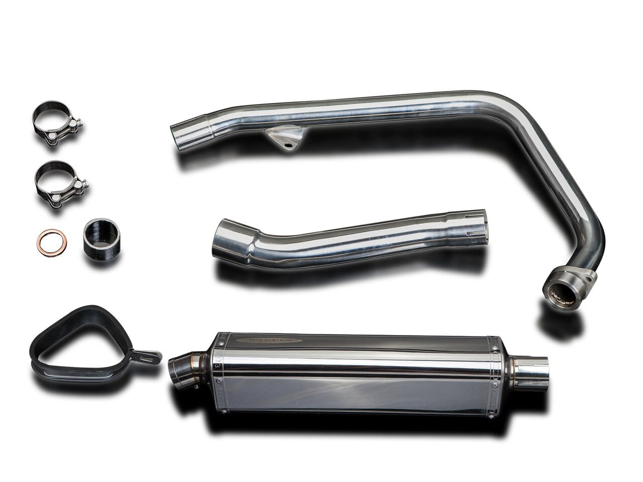 DELKEVIC Honda CBR250R Full Exhaust System with Stubby 17" Tri-Oval Silencer