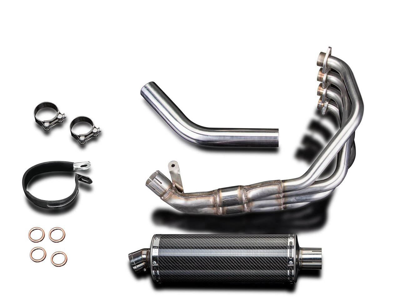 DELKEVIC Honda CB900F / CBR900RR Full Exhaust System 4-1 with Stubby 14" Carbon Silencer