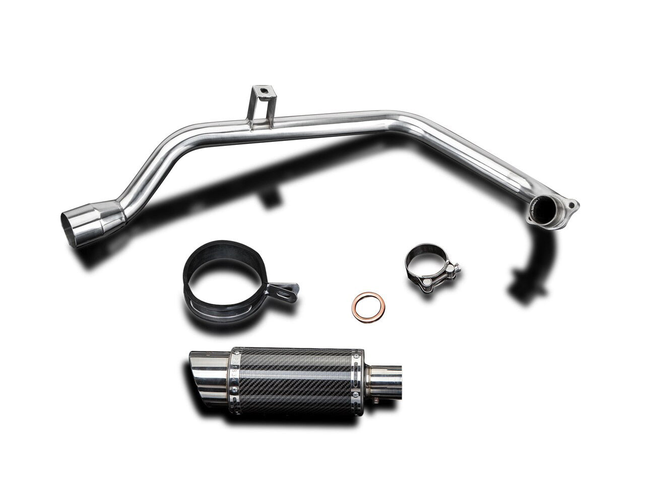 DELKEVIC Honda CB125F Full Exhaust System with Mini 8" Carbon Silencer