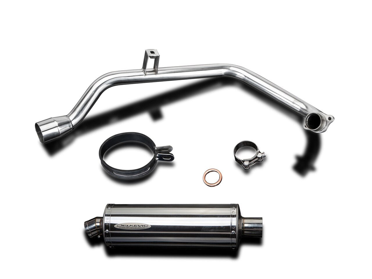 DELKEVIC Honda CB125F Full Exhaust System with Stubby 14" Silencer