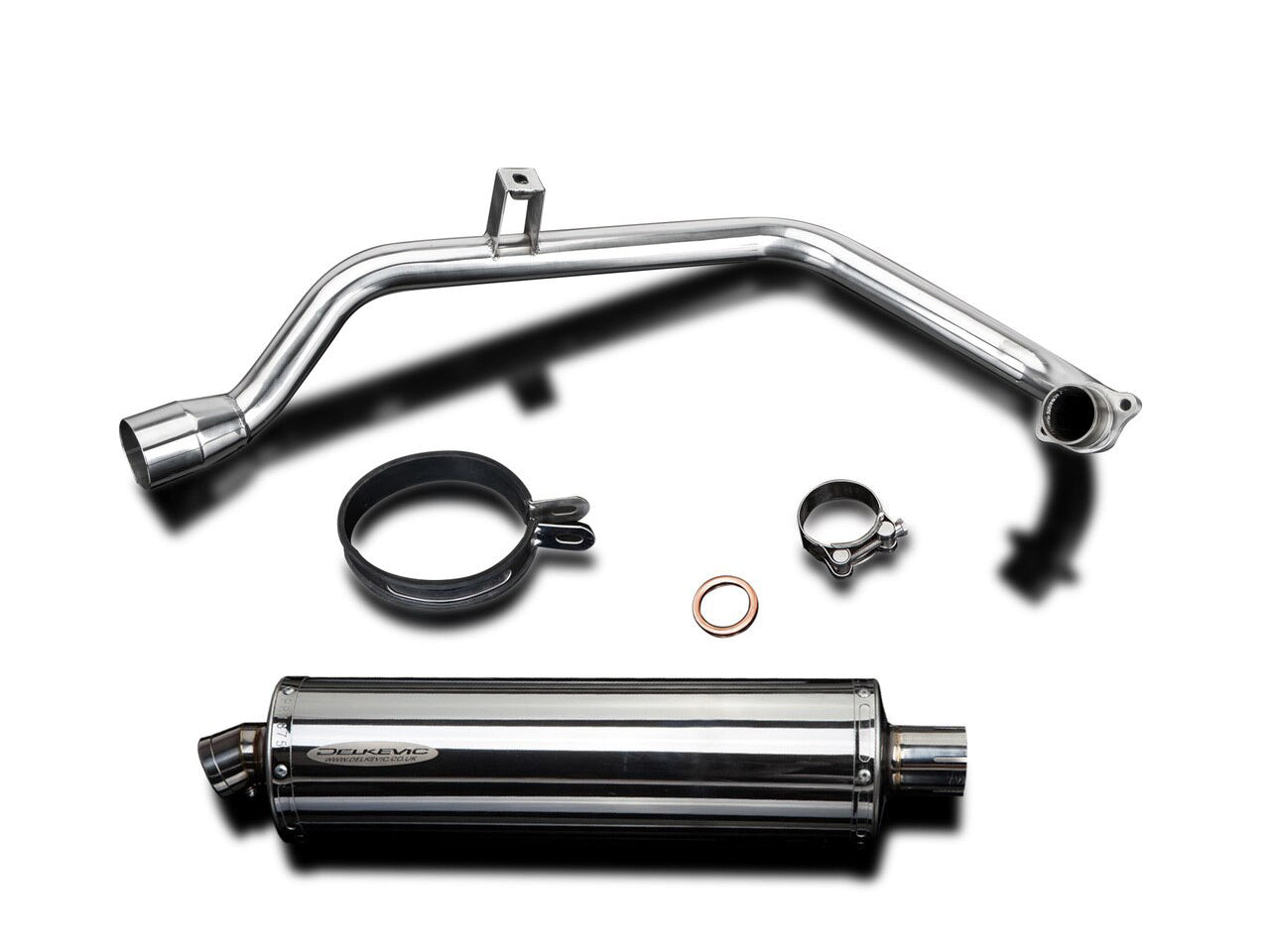 DELKEVIC Honda CB125F Full Exhaust System with Stubby 18" Silencer