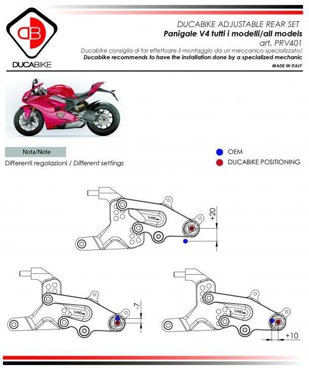 PRV401 - DUCABIKE Ducati Panigale V4 Adjustable Rearset (SBK edition)