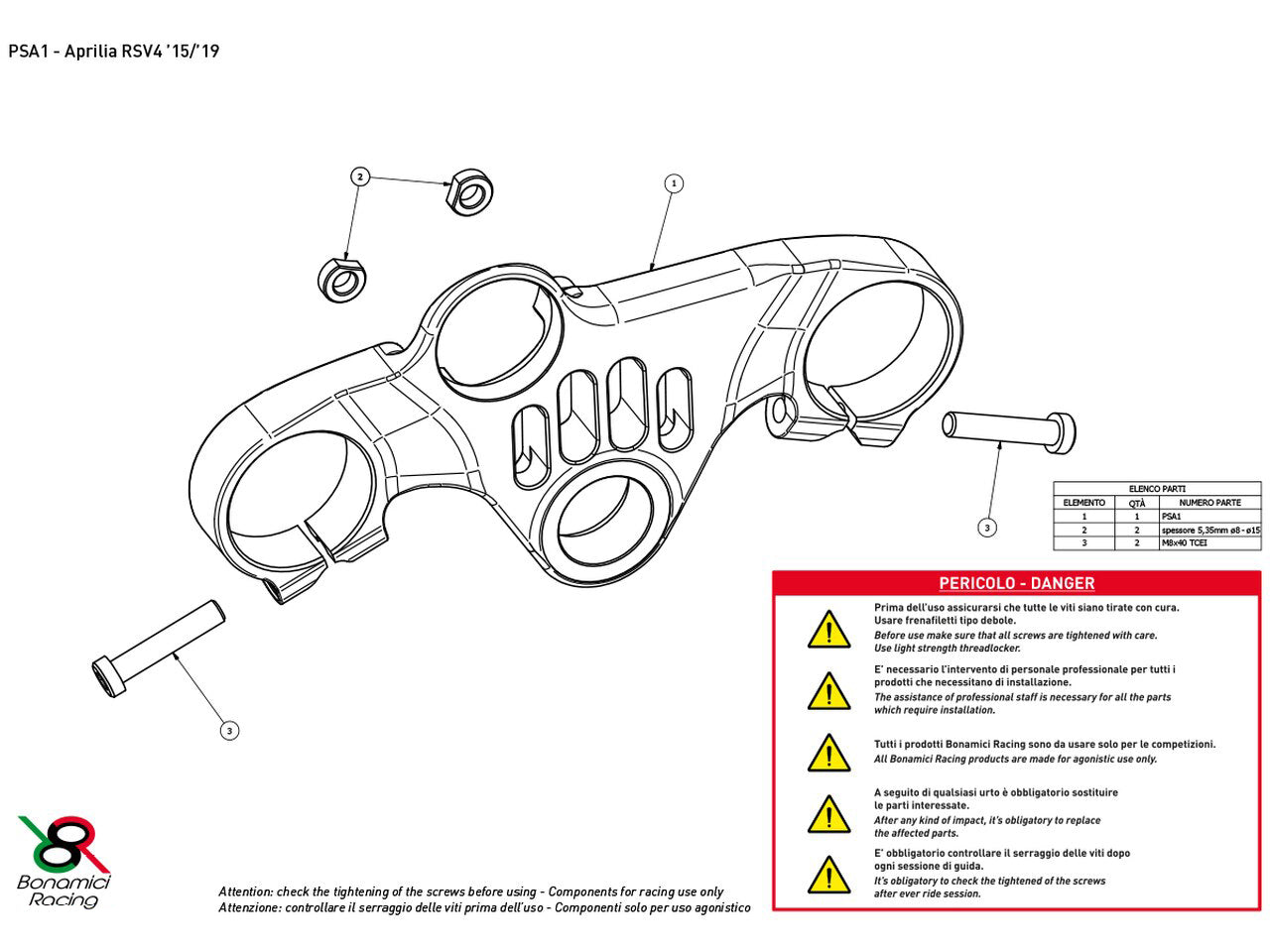 PSA1 - BONAMICI RACING Aprilia RSV4 / RSV4 Factory (09/14 | 2019+) Triple Clamps Top Plate (street) – Accessories in the 2WheelsHero Motorcycle Aftermarket Accessories and Parts Online Shop