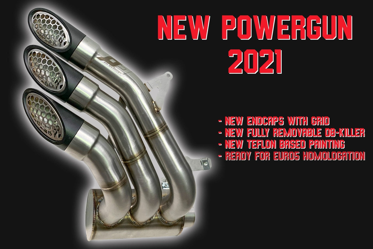 QD EXHAUST MV Agusta Dragster 800/RR Triple Slip-on Exhaust "Power Gun" (silver; EU homologated)