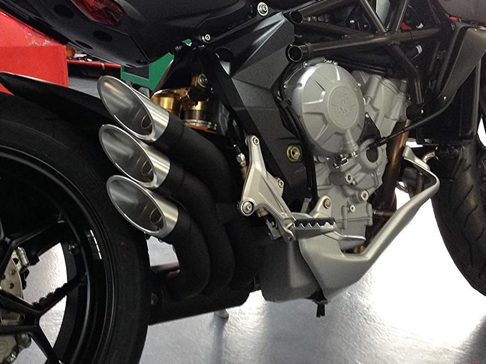 QD EXHAUST MV Agusta Rivale 800 Triple Slip-on Exhaust "Power Gun" (dark; EU homologated)