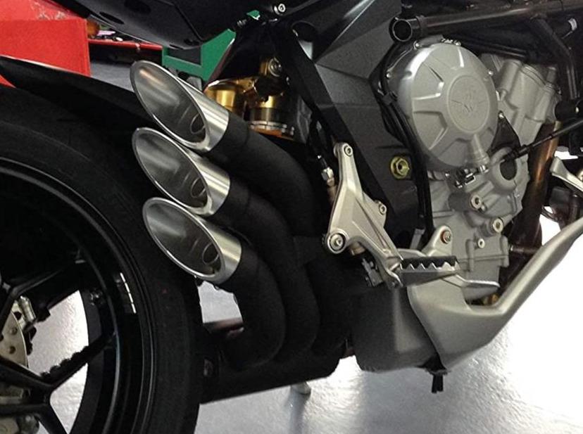 QD EXHAUST MV Agusta Stradale 800 Triple Slip-on Exhaust "Power Gun" (dark; EU homologated)